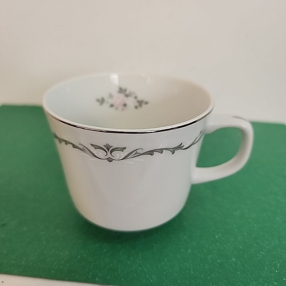 Signature Collection Petite Bouquet Teacup Pink Grey Floral With Silver Details.